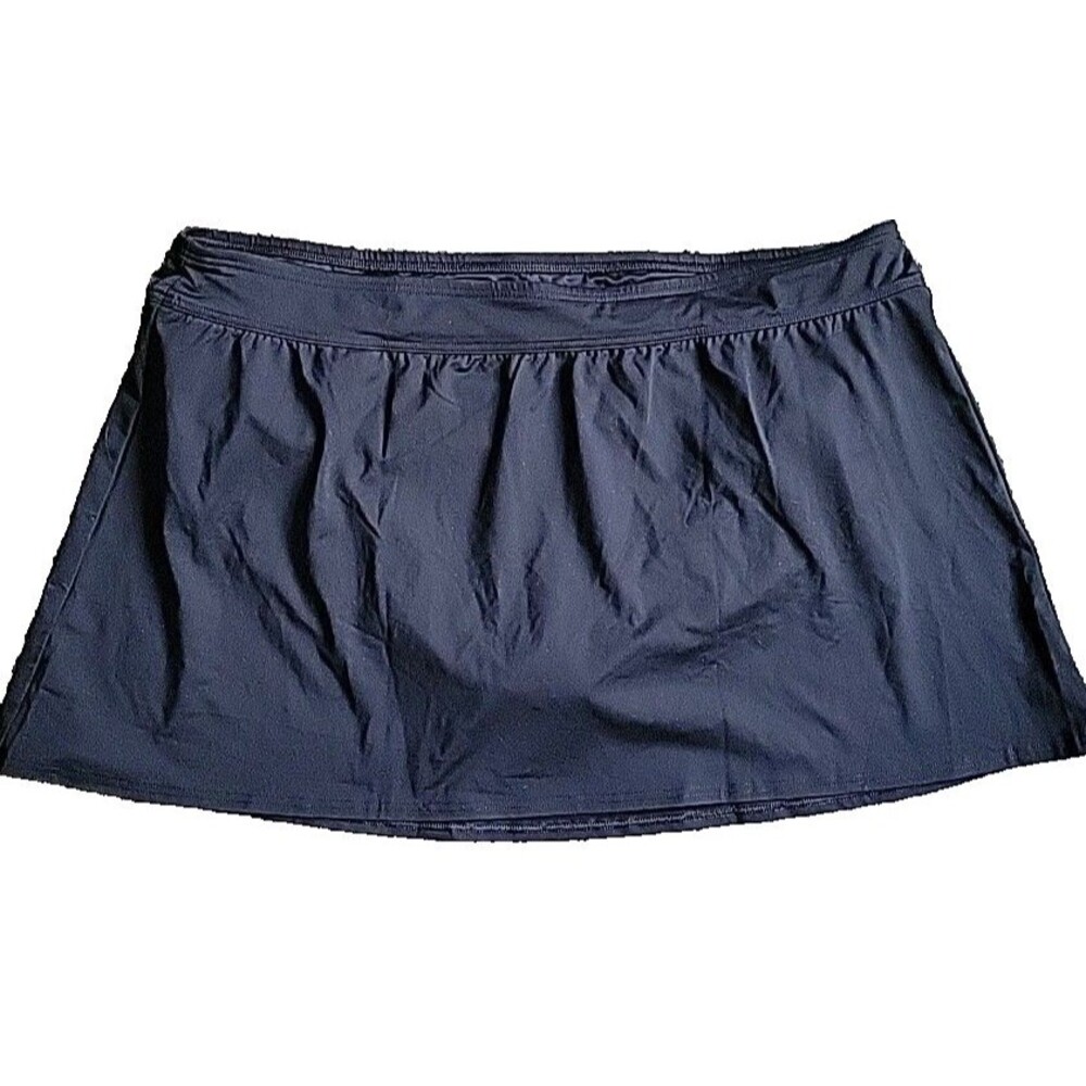 Lands' End 3X Black Swim Skirt 24W Solid Modest attached bottoms  S616